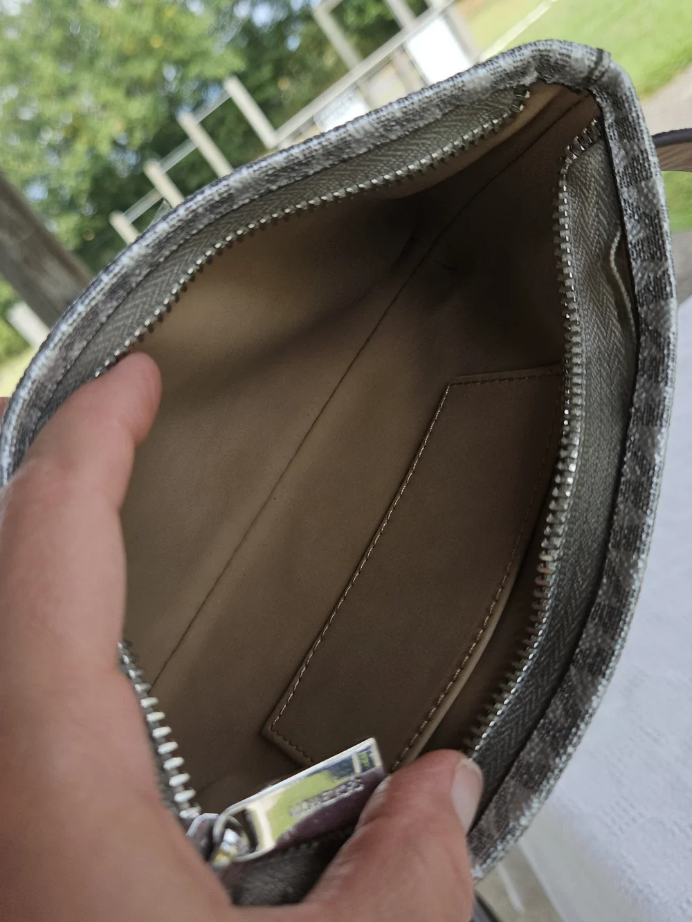 Silver Metallic Belt Bag Micheal Kors Festival Leather